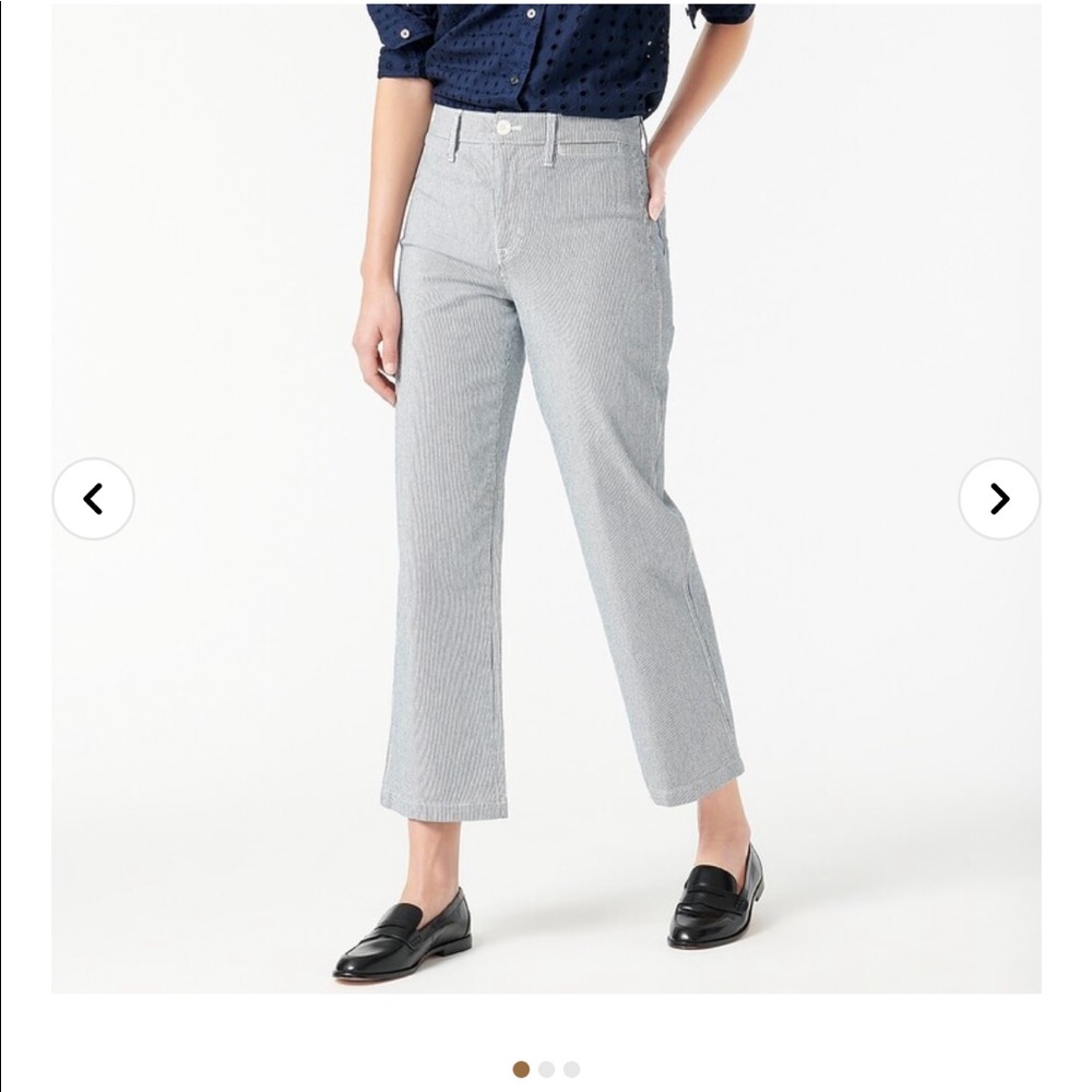 Petite J.Crew slim wide leg jean in navy stripe